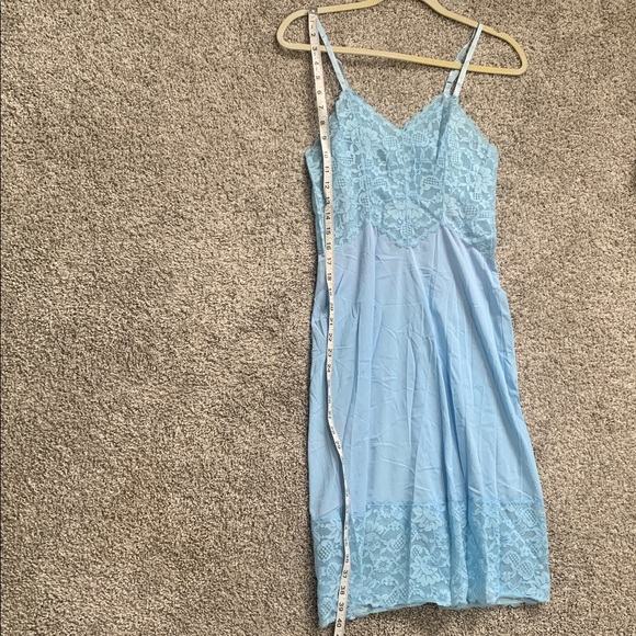 Vintage Vanity Fair Blue Lace Trim Slip Dress - Picture 6 of 10